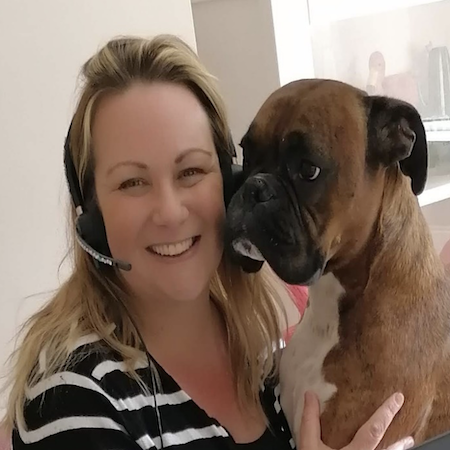 Paddi Vint with her Boxer dog.